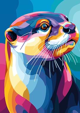 Colorful Otter Portrait