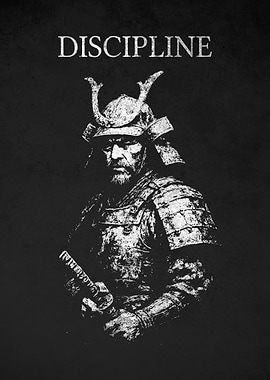 Samurai Discipline Black and White Portrait Art