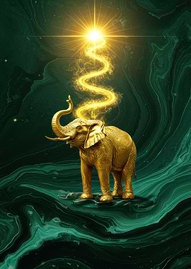 Golden Elephant with Energy Beam