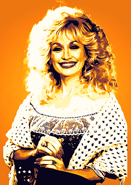 Dolly Parton Portrait in Orange Tones