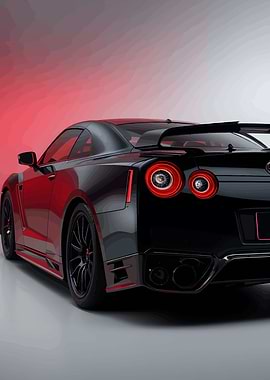 Sleek Black Nissan GT-R Rear View