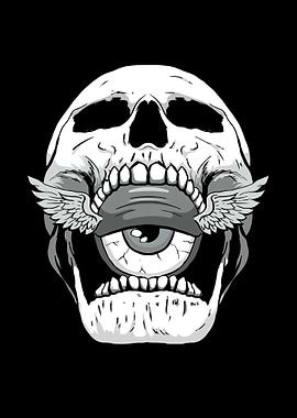 Skull with Eye and Wings