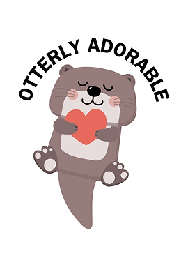 Otterly Adorable Cartoon Otter with Heart