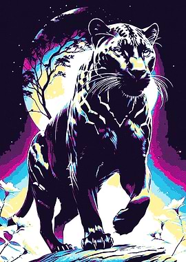 Colorful Panther Illustration