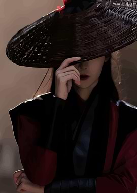 Woman in Traditional Hat and Robe