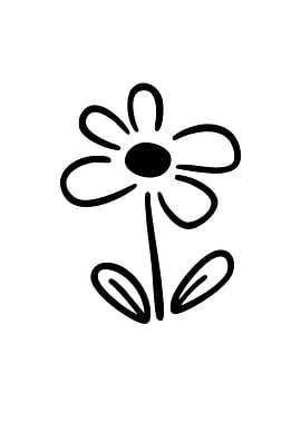 Simple Black and White Flower Drawing