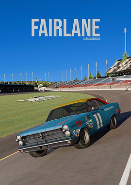 Fairlane Classic Muscle Car on Racetrack