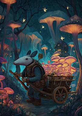 Mushroom Gatherer in Enchanted Forest