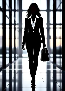 Silhouette of a Businesswoman with Briefcase