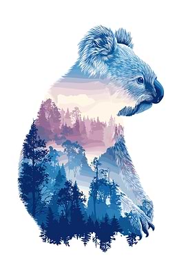 Koala and Forest Double Exposure Art