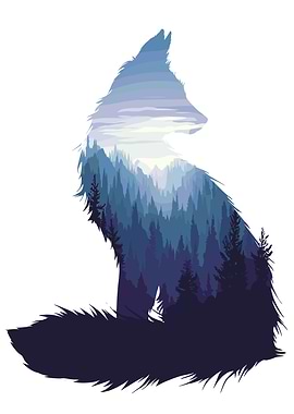 Fox Silhouette Landscape