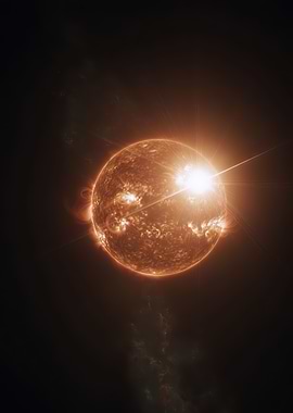 Fiery Sun in Dark Space