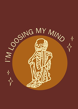 Losing My Mind Skeleton Illustration