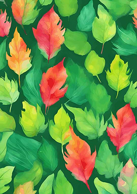 Watercolor Autumn Leaves Pattern