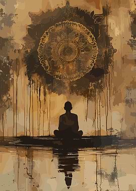 Meditating Figure with Mandala Art