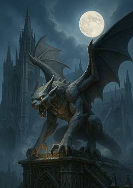 Gargoyle under Moonlight