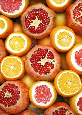 Fresh Fruit Medley: Pomegranates and Citrus