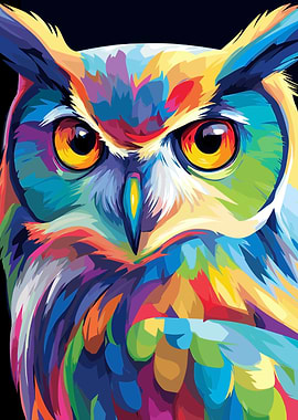 Colorful Owl Portrait