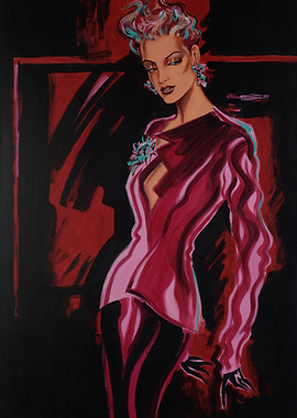 Elegant Woman in Red and Black