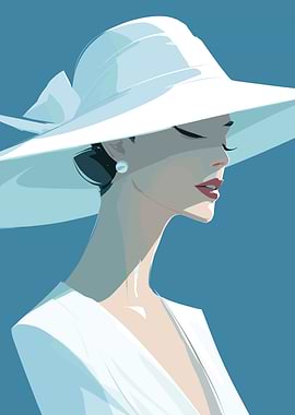 Elegant Woman in White Hat