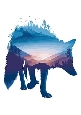 Wolf Silhouette Landscape