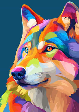 Colorful Wolf Portrait