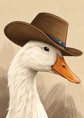 Goose with Cowboy Hat Portrait