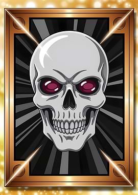 Skull with Red Eyes in Frame