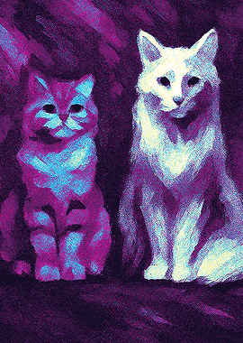 Two Animals Cat in Abstract