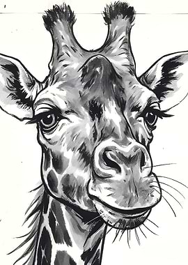 Monochrome Giraffe Portrait