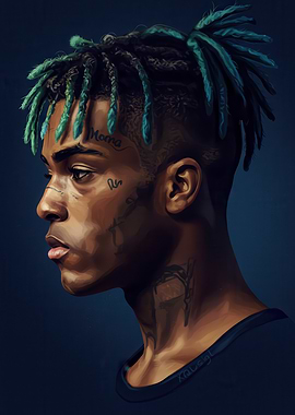 XXXTentacion Portrait with Teal Dreads