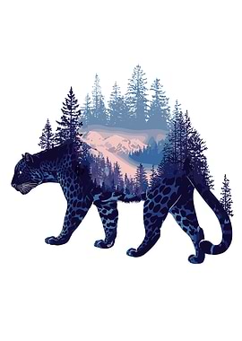 Black Panther Forest Double Exposure