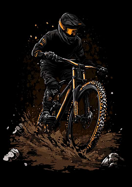 Mountain biker in action, digital art