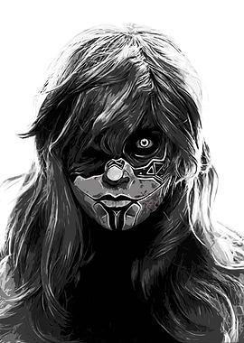 Masked Figure with Long Hair