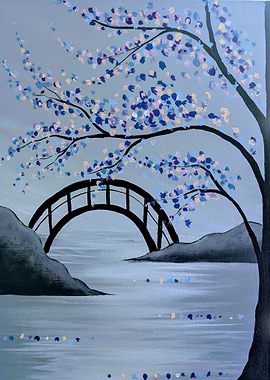 Bridge and Blossoms Painting
