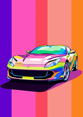 Colorful Ferrari Pop Art Illustration