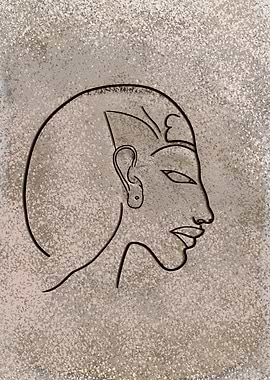 Egyptian Pharaoh Profile Line Art