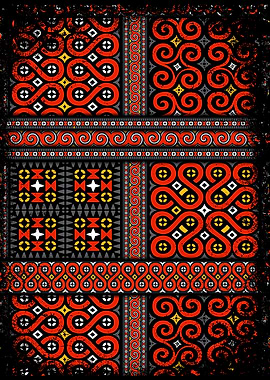 Red and Black Batik Toraja Ethnic Pattern