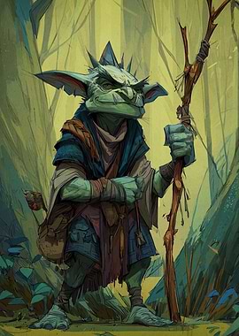 Green Goblin in Forest Illustration