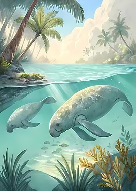 Manatees in Tropical Waters