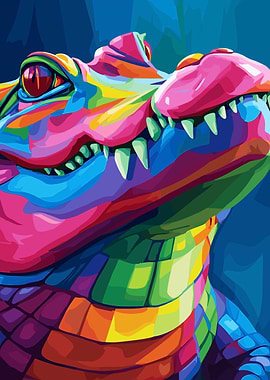 Colorful Alligator Pop Art Illustration