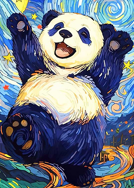 Panda Starry Night Style