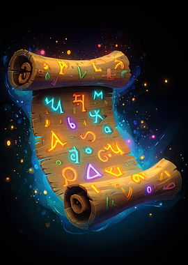 Mystical Scroll with Glowing Symbols