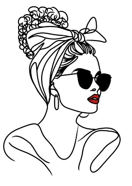 Woman with Headscarf Line Art