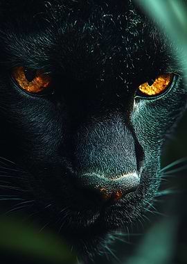 Black Panther Close-Up with Golden Eyes