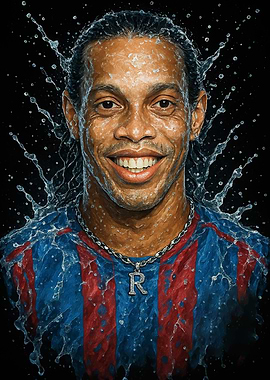 Ronaldinho portrait with water splash effect
