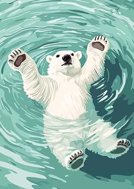 Polar Bear Swimming in Water
