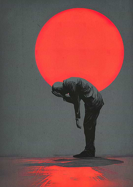 Figure Under Red Sun