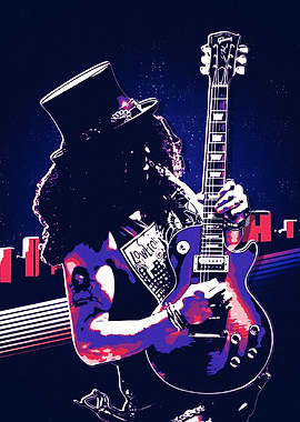 Slash Guitarist Pop Art