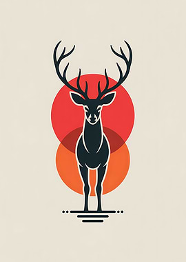 Stylized Deer with Circular Background